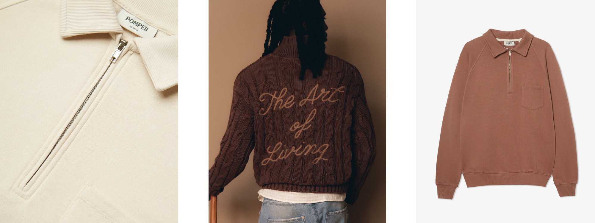  À mi-chemin entre le polo et le sweat semi-zippé la proposition de Pompeii présente un fort parti pris créatif 