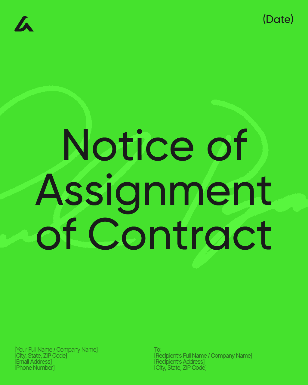 Notice of Assignment of Contract