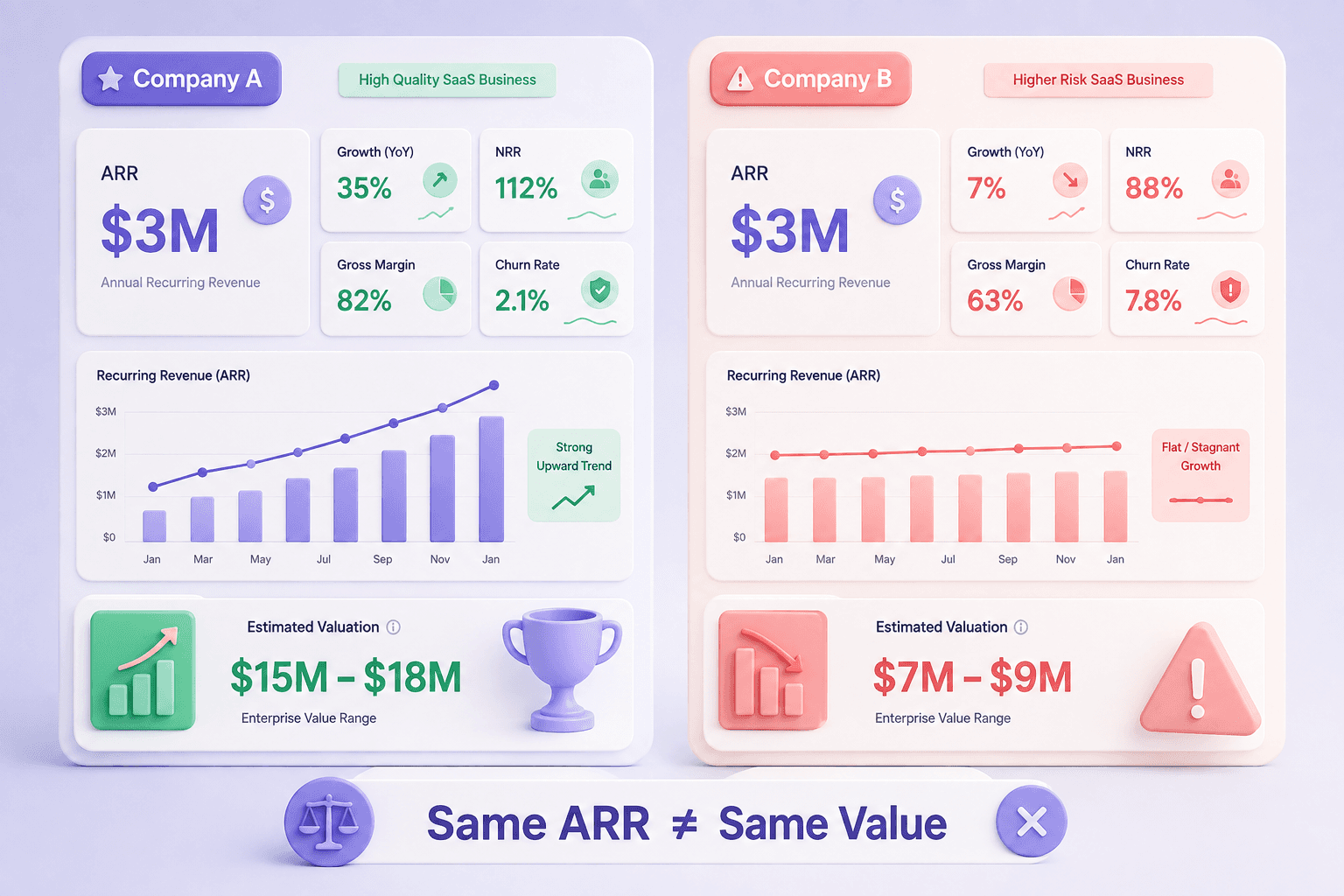 Same ARR, different SaaS valuation