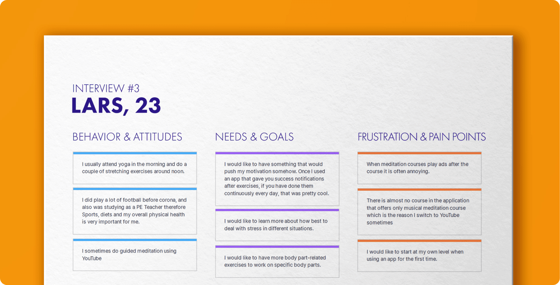 Teilauschnitt der Dokumentation eines Interviews für Olive