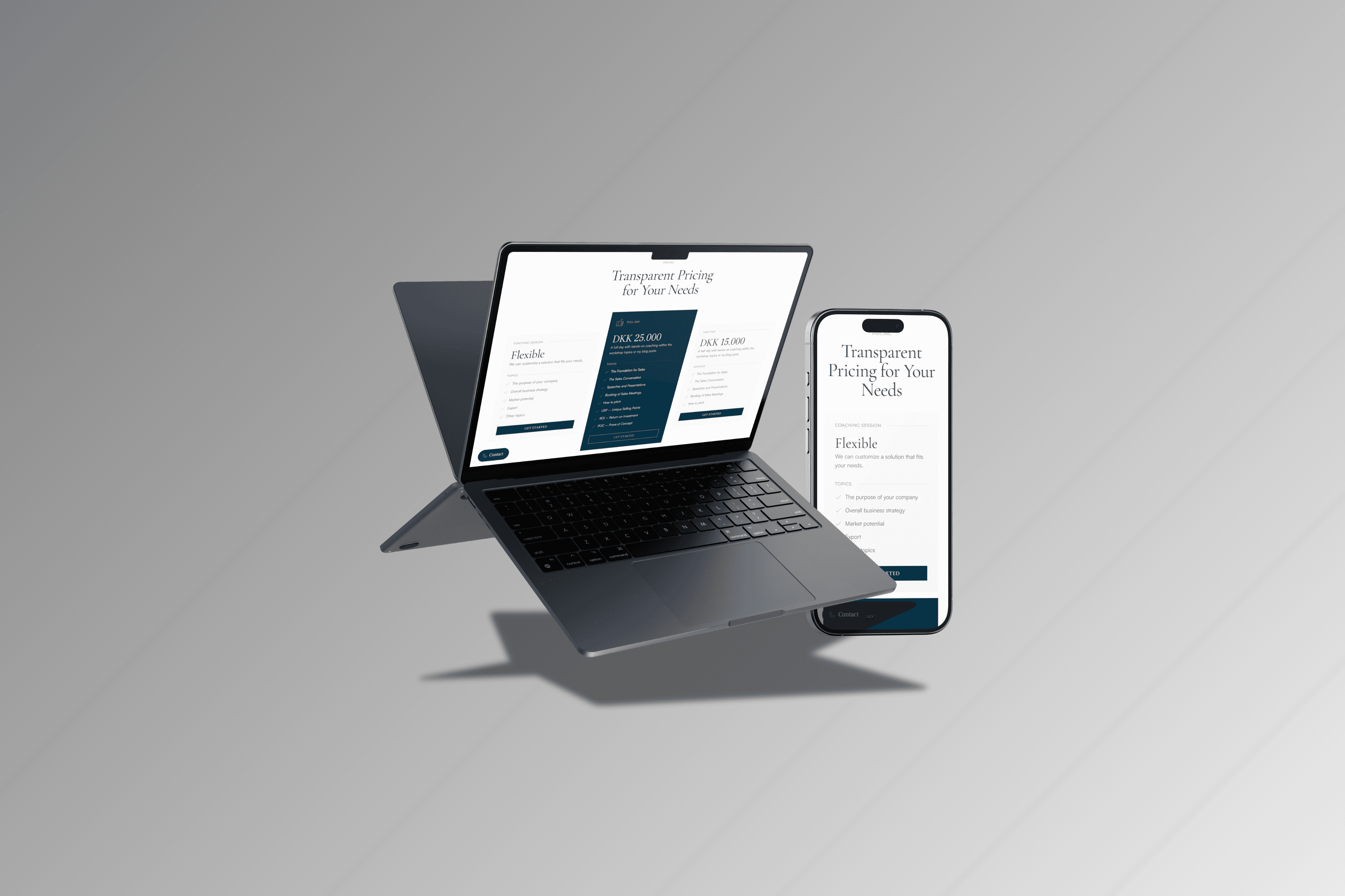 Mac and iPhone Mockup displays website made by Seoma