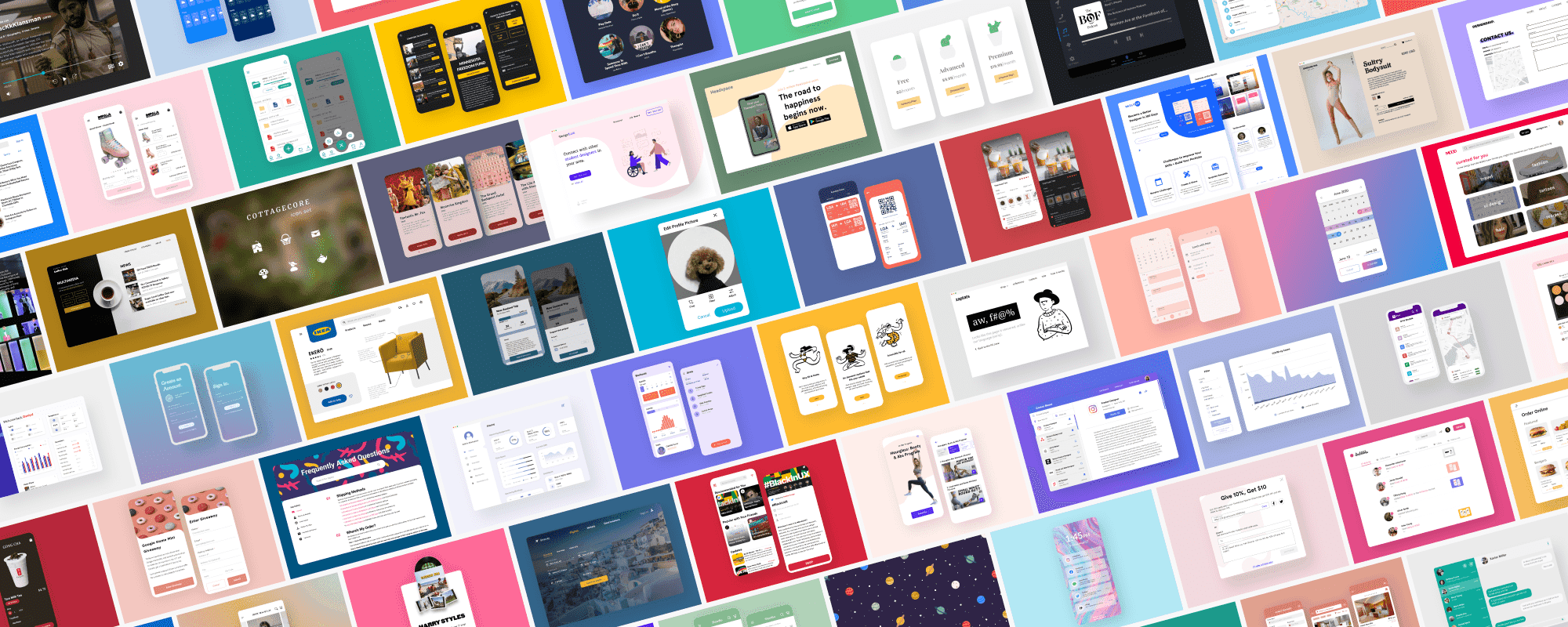 Collage of different UI designs created for 100 Days of UI