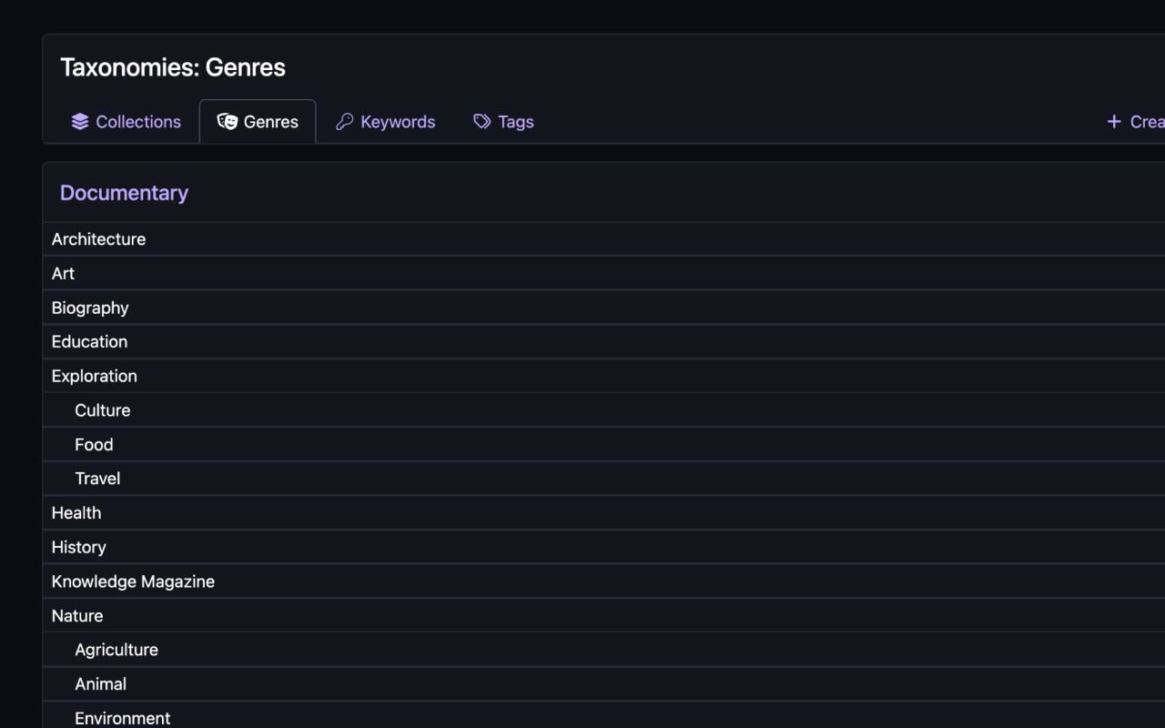 Power smarter discovery with deep taxonomies and standardized IDs spanning genres, keywords, and content hierarchies