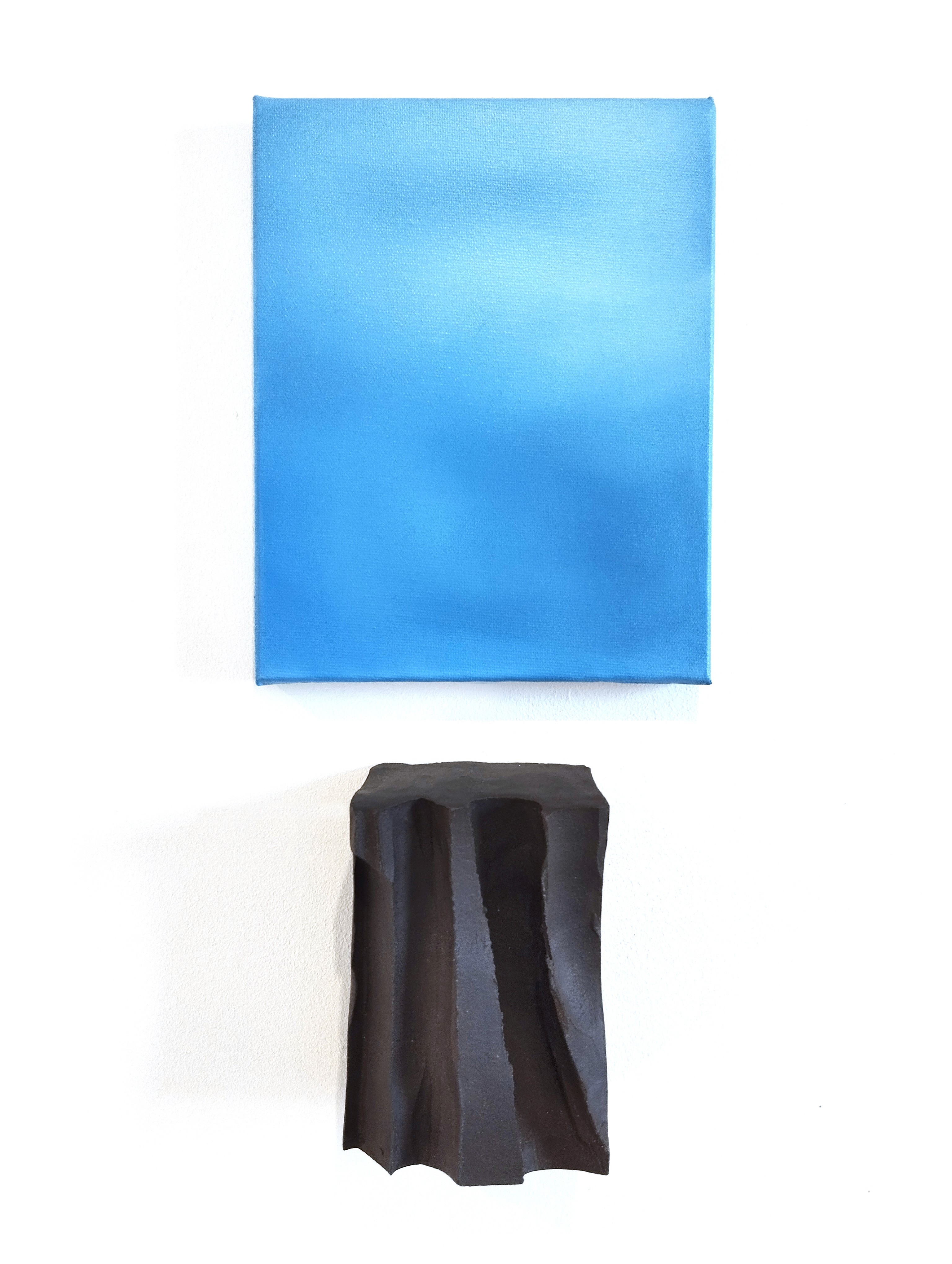 Sans-titre, Huile sur toile 24 x 19 cm et céramique, 14,5 x 9,5 x 7,5 cm