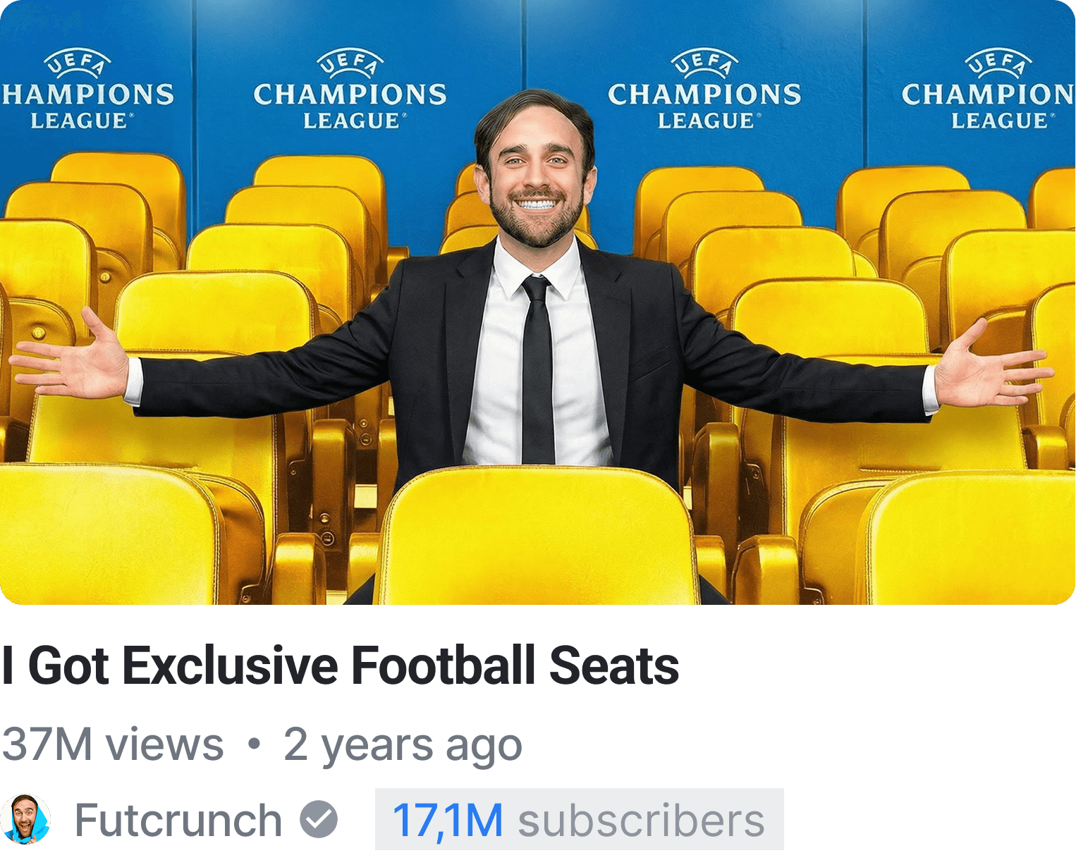 YouTube Thumbnail Design for Futcrunch Video by Max Behrens (NeoxVisions) This YouTube thumbnail was designed by Max Behrens, founder of NeoxVisions, for a Futcrunch YouTube video with over 37,000,000 views, making it one of the most viewed videos on the Futcrunch channel. Futcrunch has over 17,000,000 YouTube subscribers and trusts NeoxVisions and Max Behrens for high-performing YouTube thumbnail design, CTR-focused packaging and YouTube growth optimization.