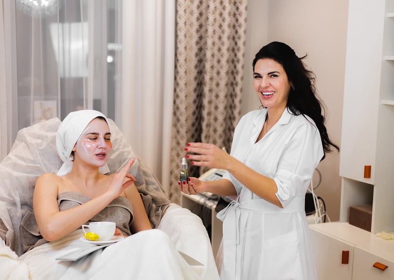 Woman receiving cosmetic skin treatment