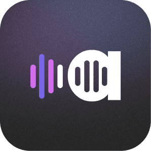 Logo for 'audiotease' on a dark gradient background. The logo features the letter 'a' in white, with the left side stylized as sound waves in shades of purple and blue, symbolizing audio or sound. The overall design is modern and sleek, emphasizing the audio-focused nature of the brand.
