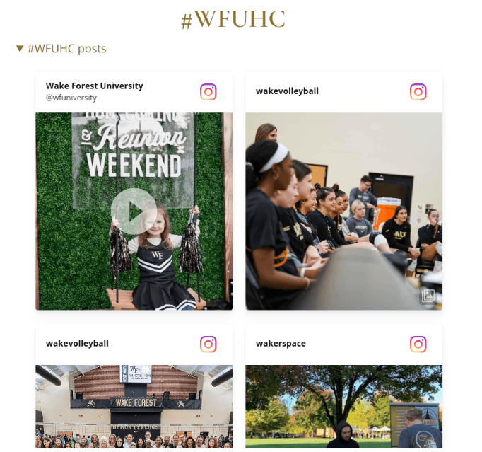 wake forest university instagram wall