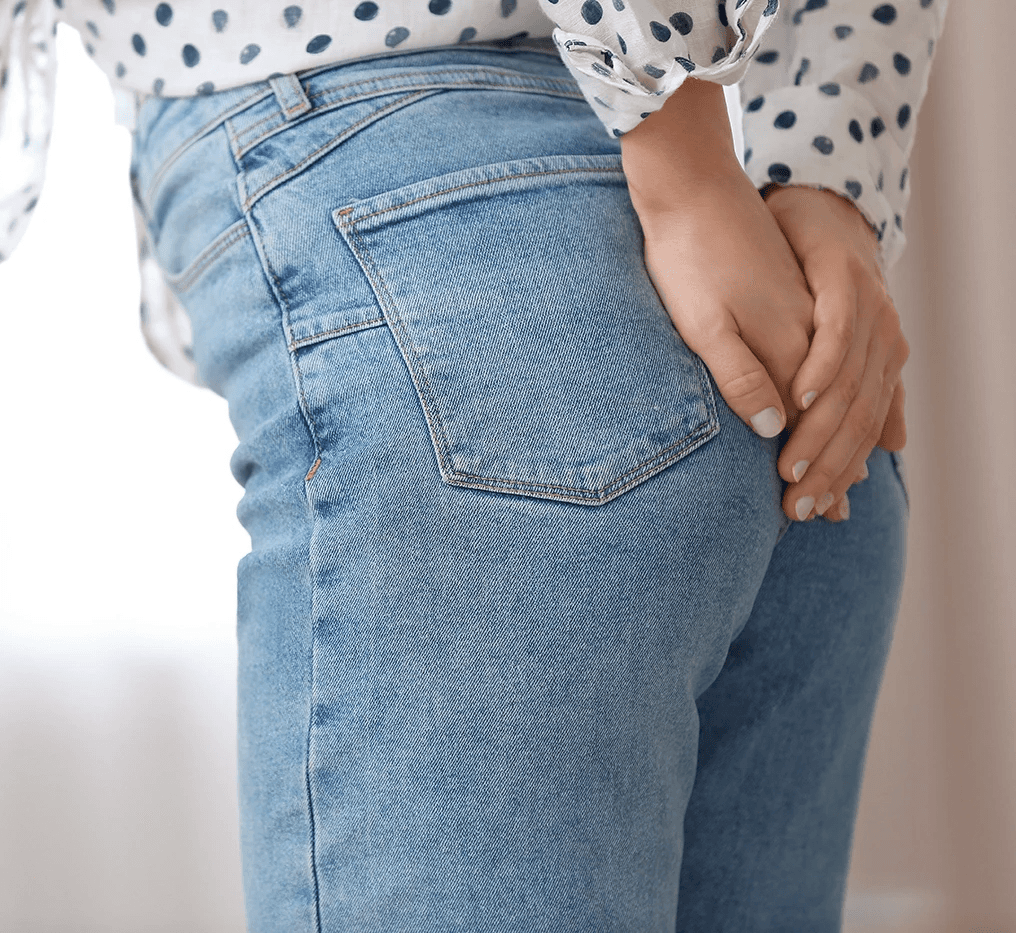 Photo of a person suffering from haemorrhoids