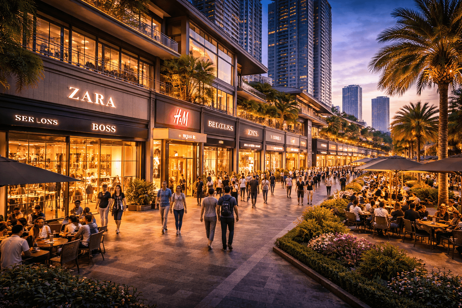 High-street retail boulevard in Sector 88 Gurugram with strong footfall, branded stores, and dining options