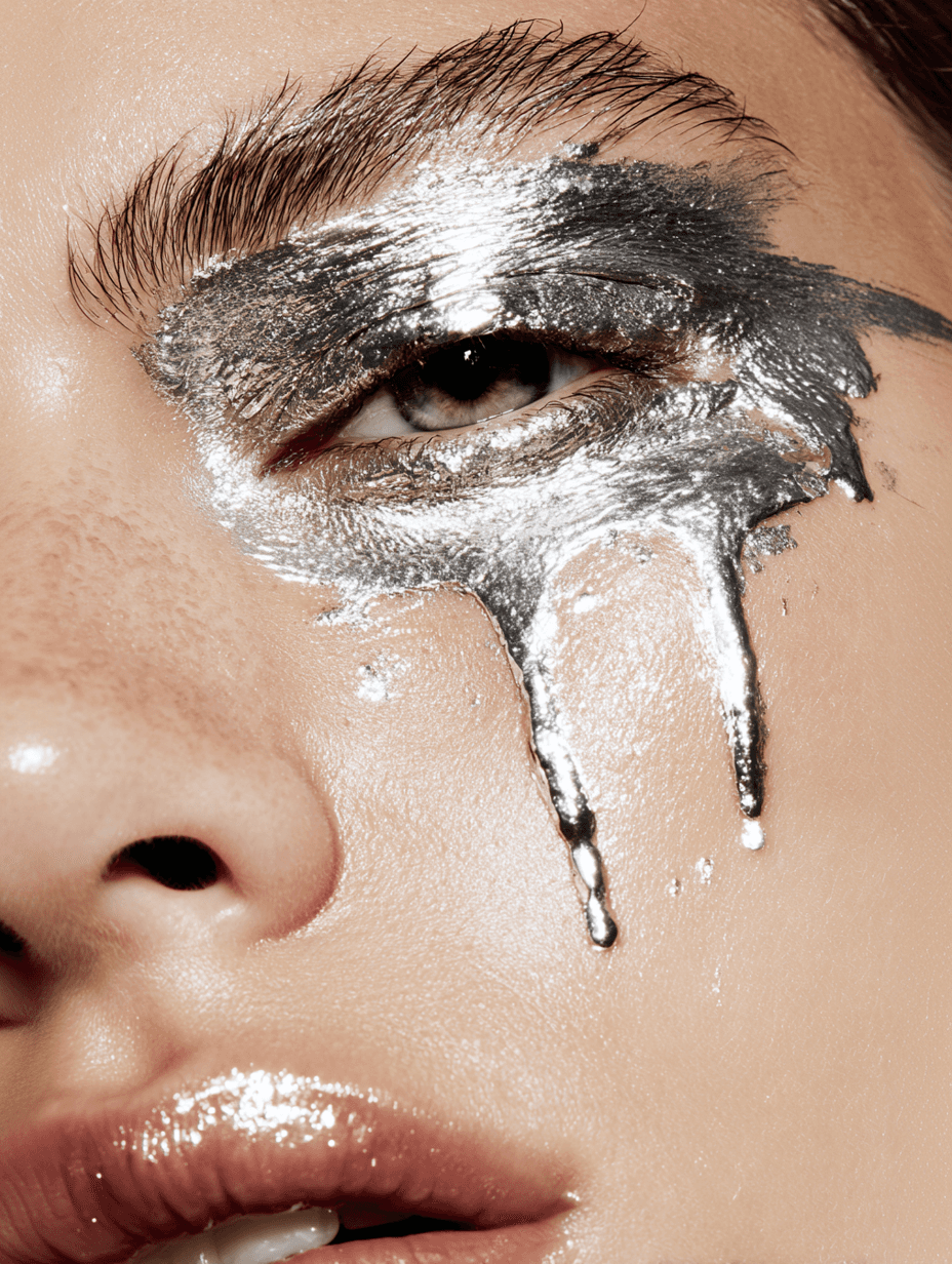 Woman crying silver tears | AI