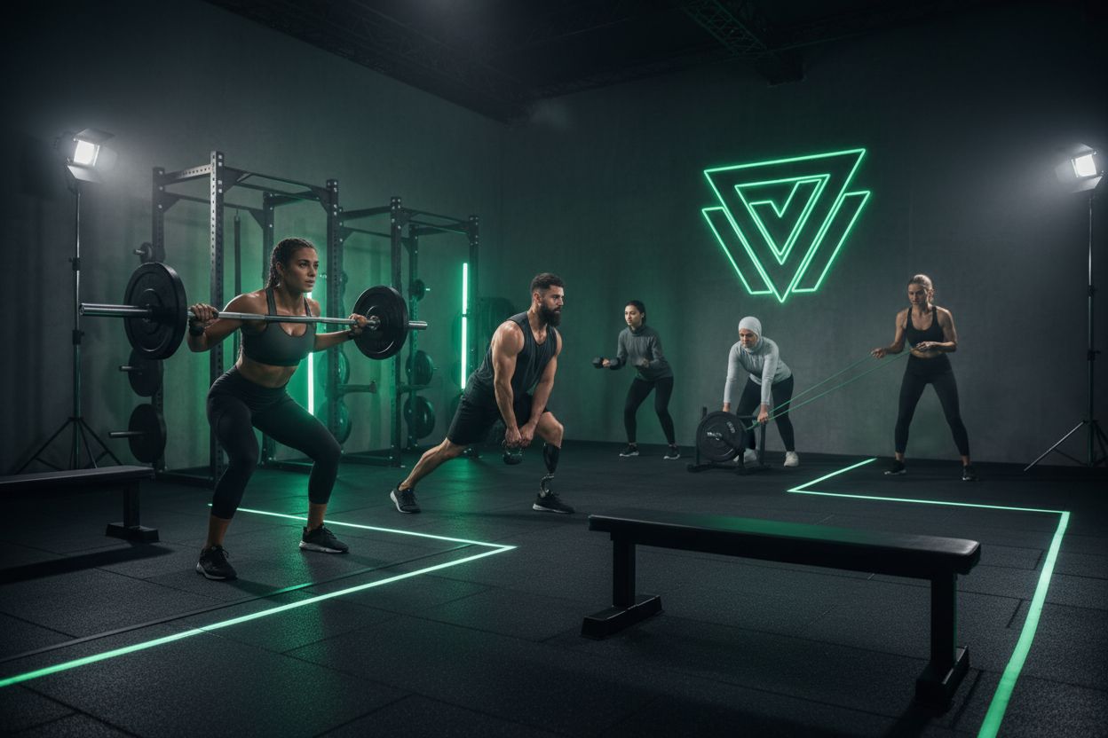 People exercising in gym