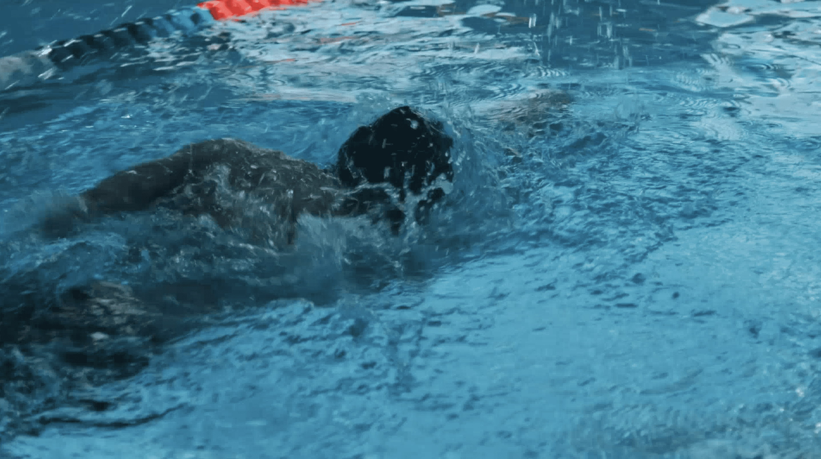 Swimmer moving through open water