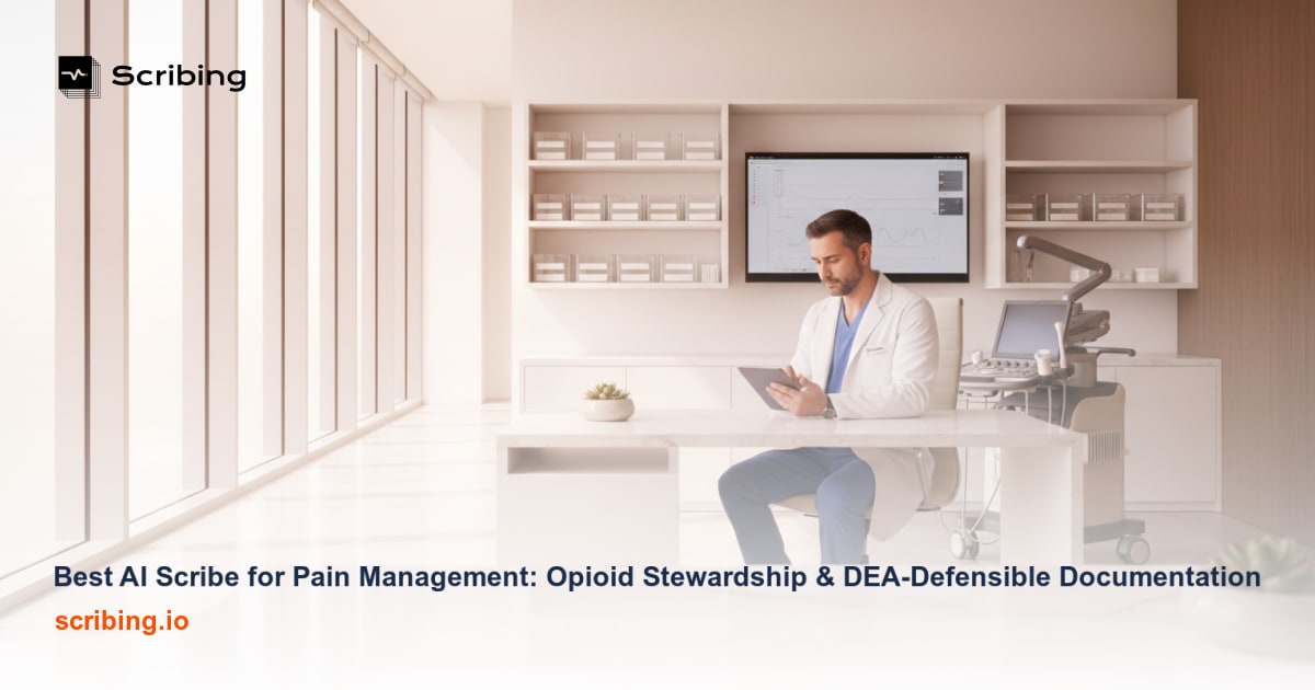 AI scribe dashboard for pain management opioid stewardship and DEA-compliant clinical documentation