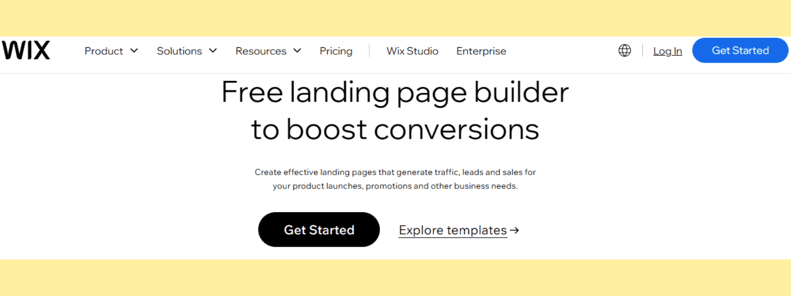 WIX AI landing page creator