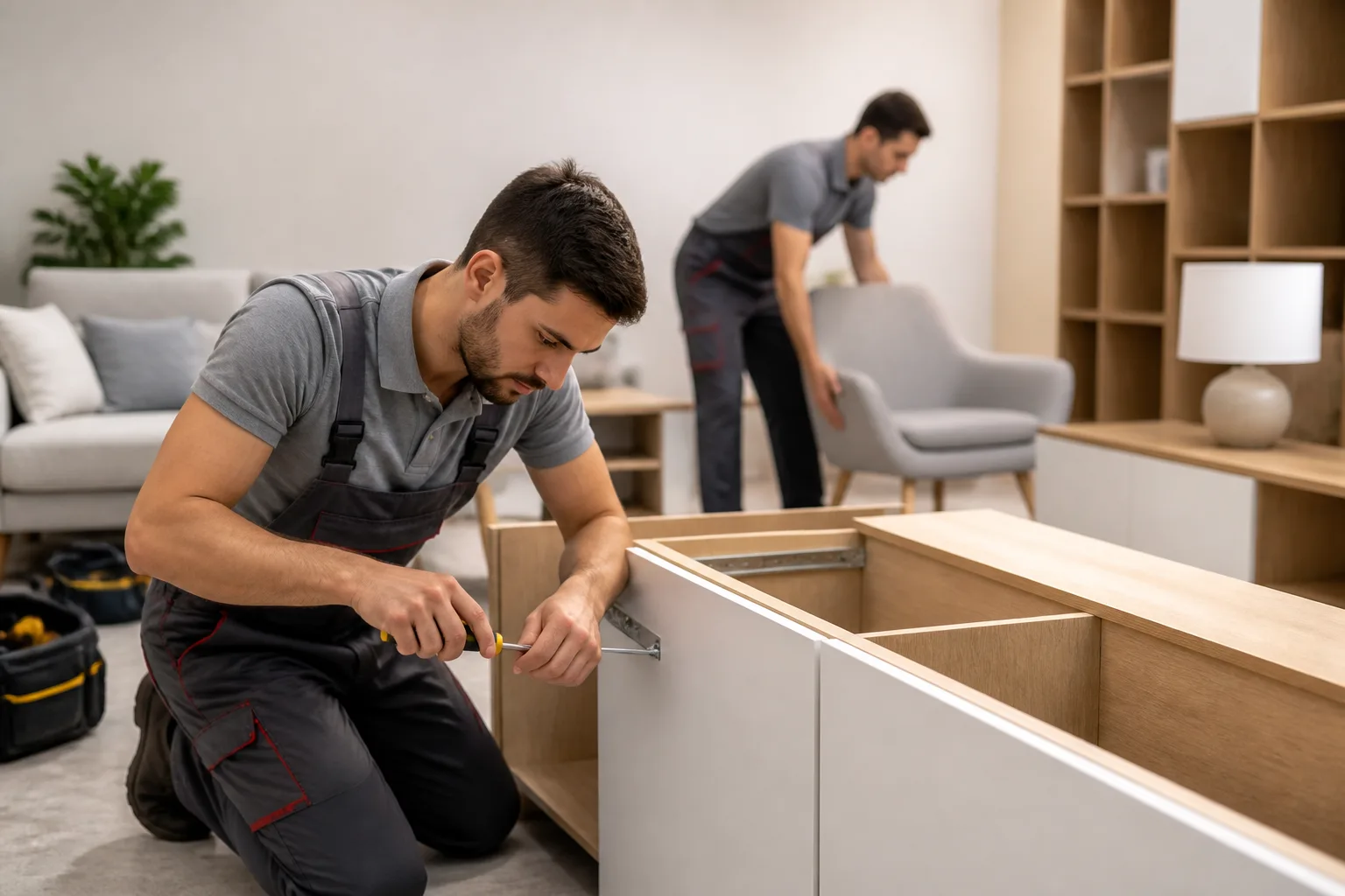 an installation of furniture