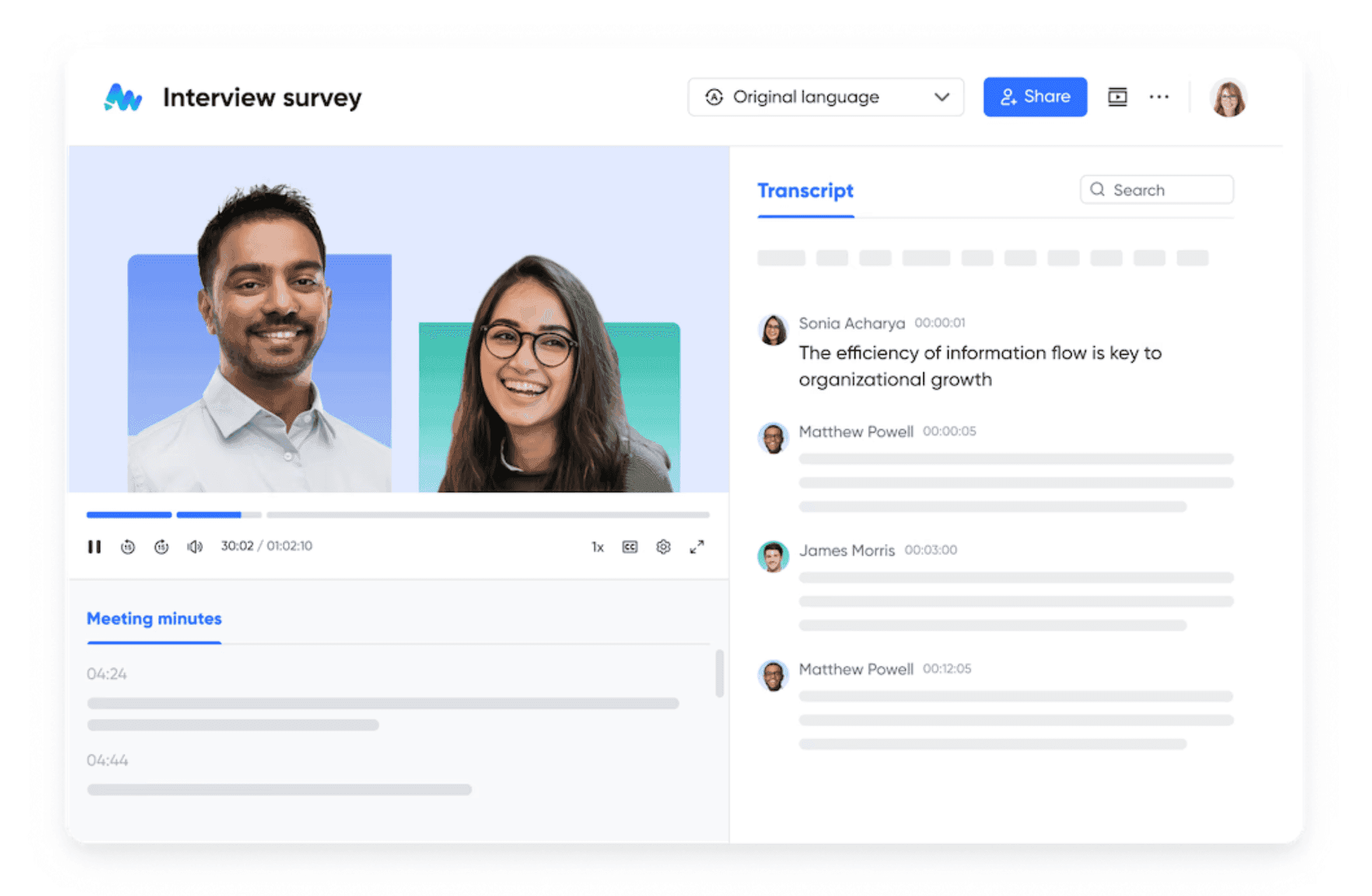 Smart transcription via Lark meetings