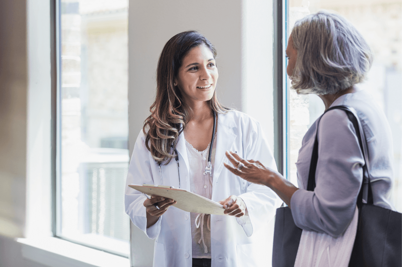 Female patient asks doctor a question