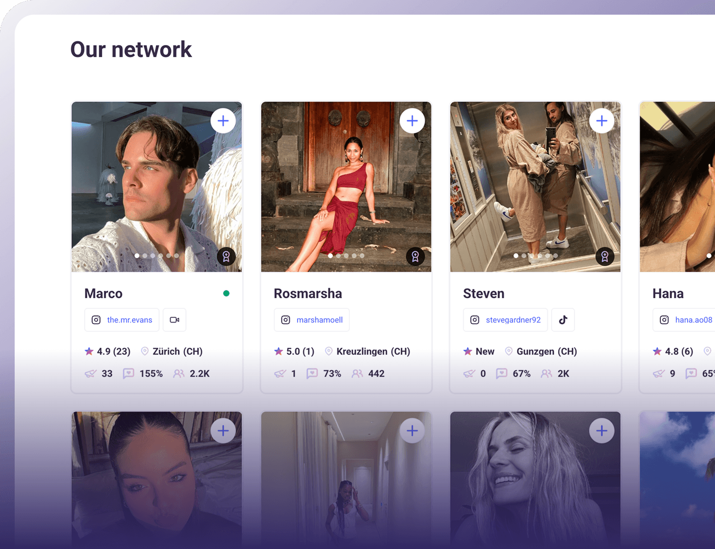 Creator application list showing verified micro-influencers applying to brand campaign