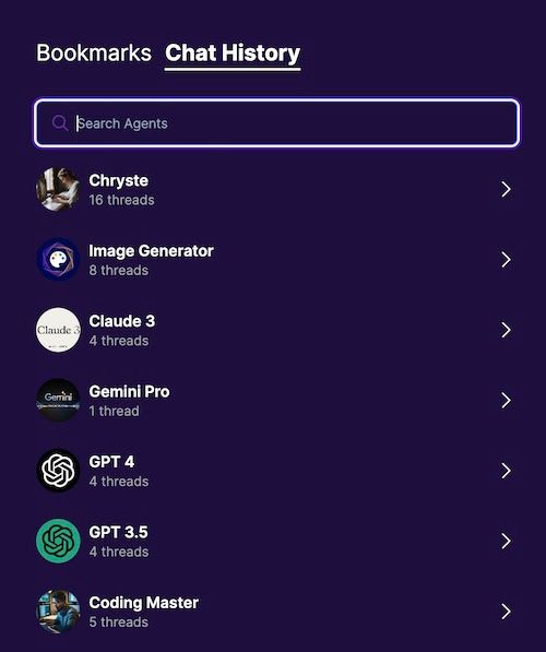 AgentX AI Agent Chat History