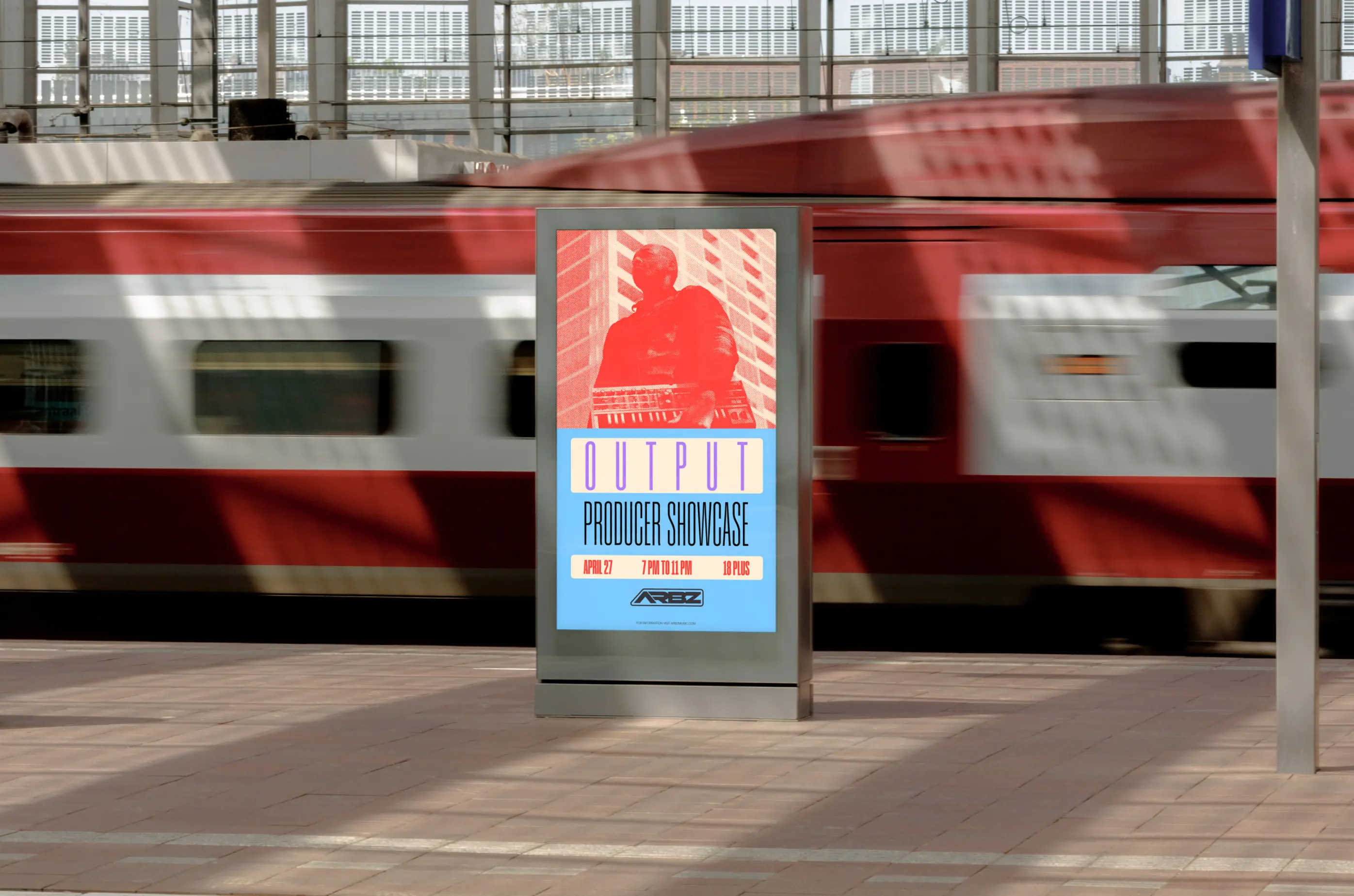 ARBZ — Wide shot of subway digital sign promoting ARBZ performance — Outdoor advertising