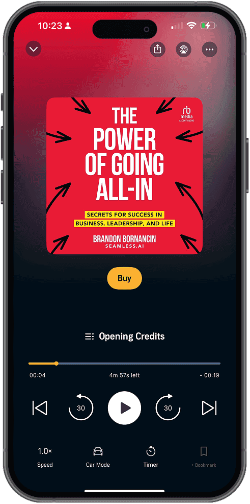 Phone mockup showing the audiobook