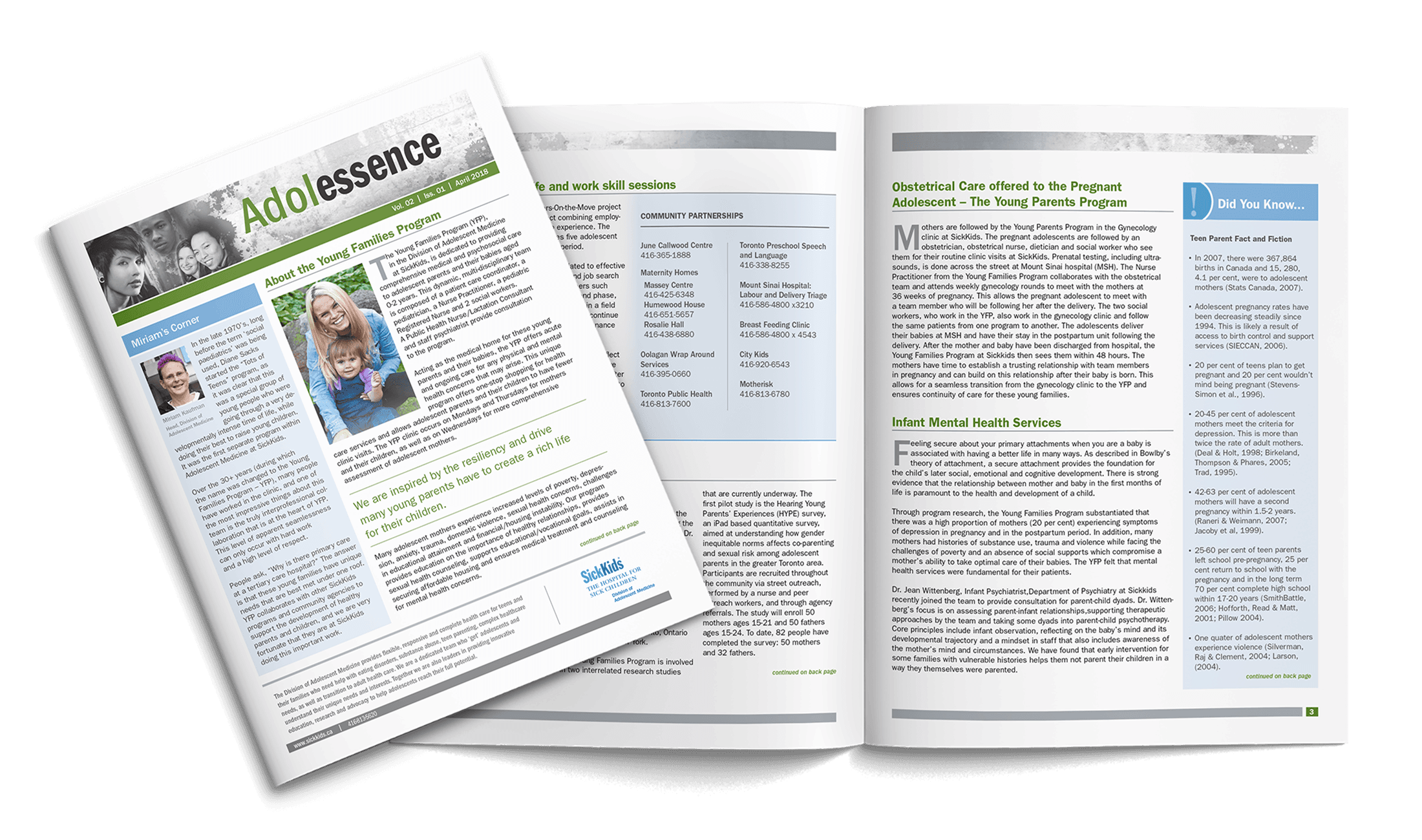 Flatlay of the Adolessence newsletter for SickKids hospital