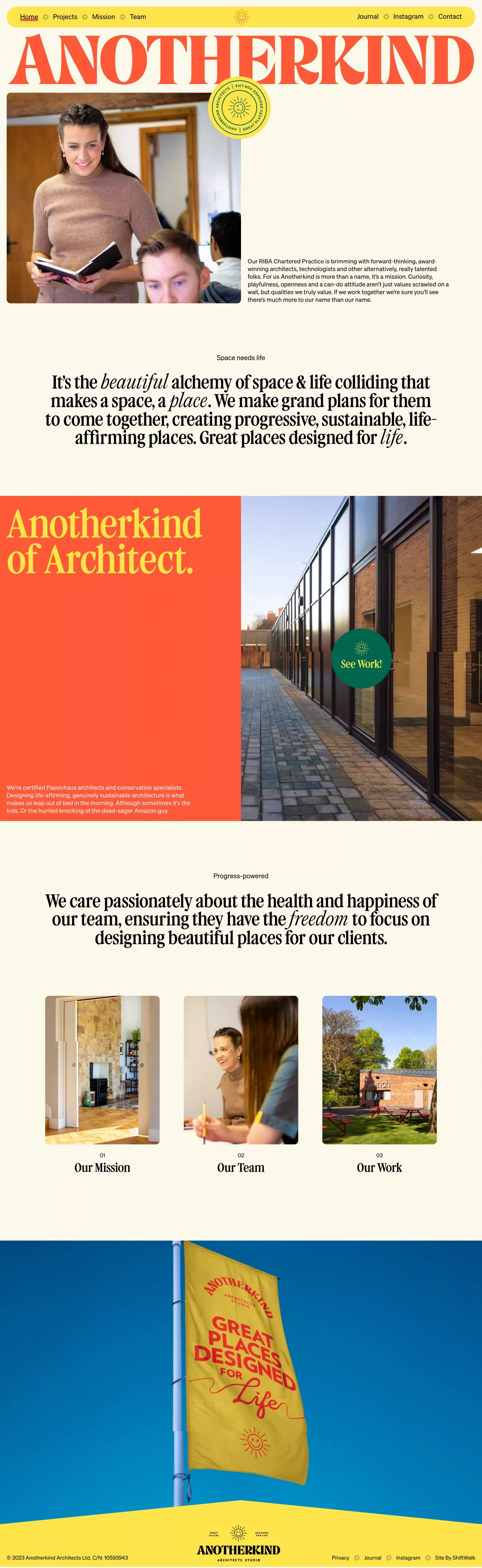 Home portfolio page screenshot showcasing Architecture and Furniture & Interiors design