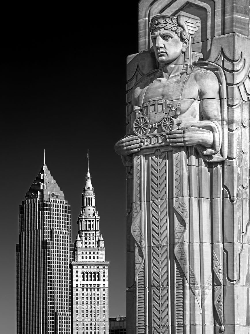 Abstract streaks of orange and blue light