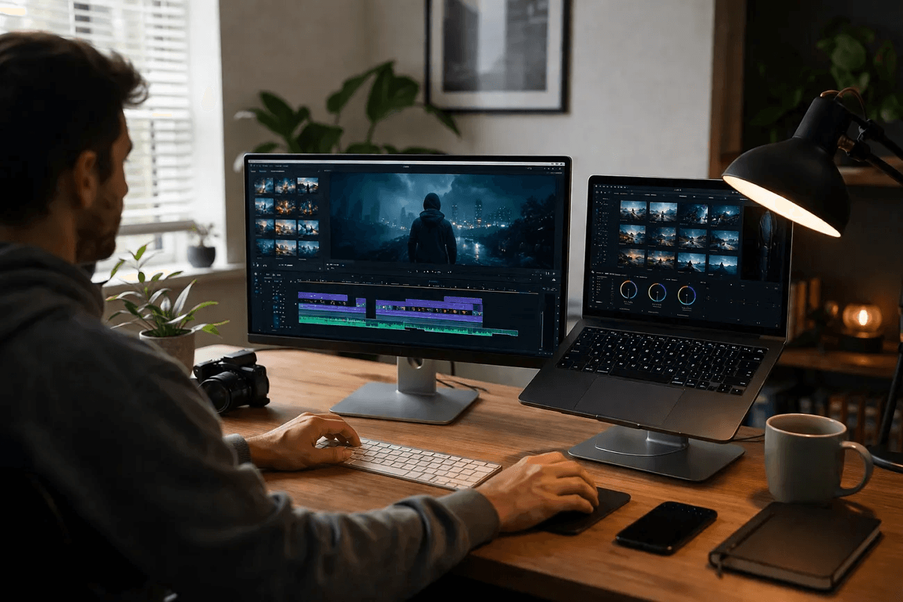 Person edits video - How to Make Faceless Content Using AI