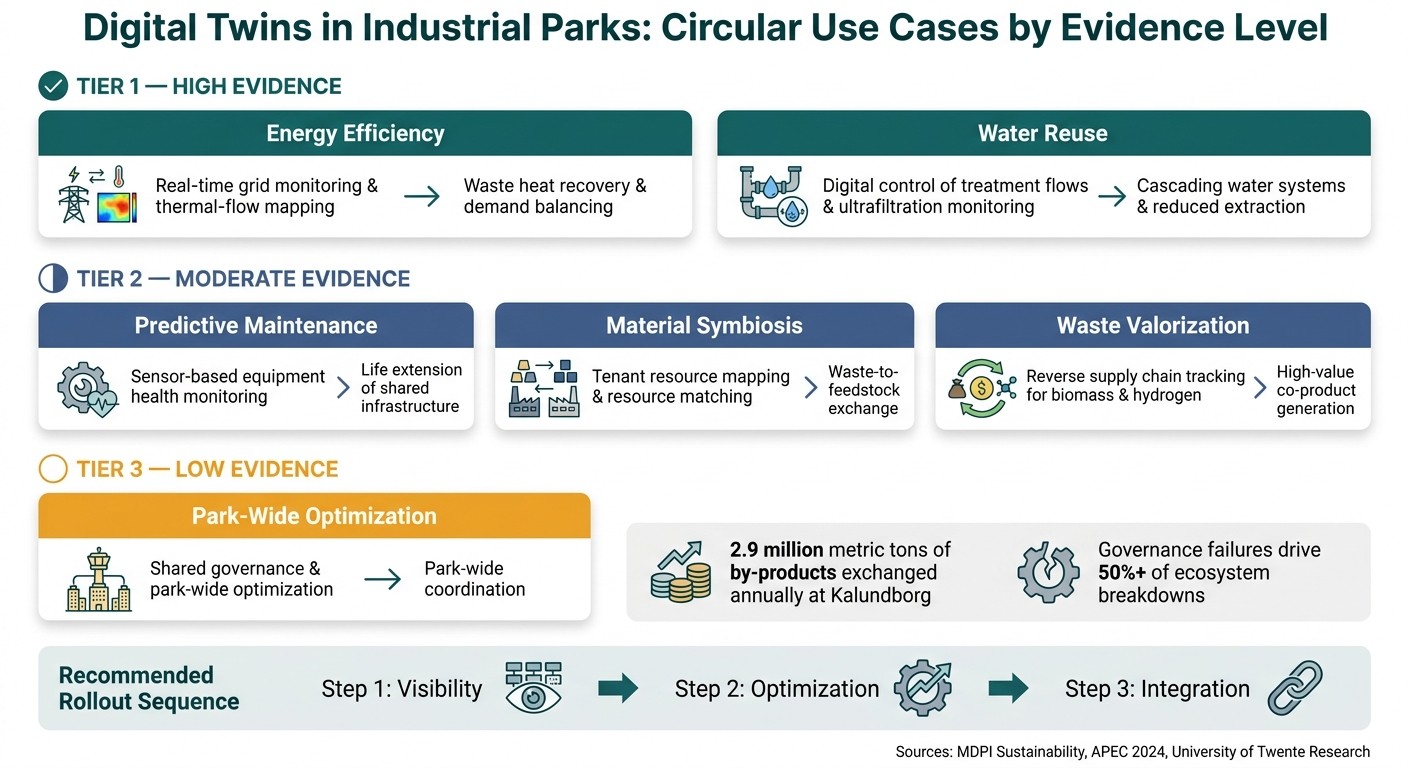 Digital Twins for Circular Economy: Use Cases by Evidence Level