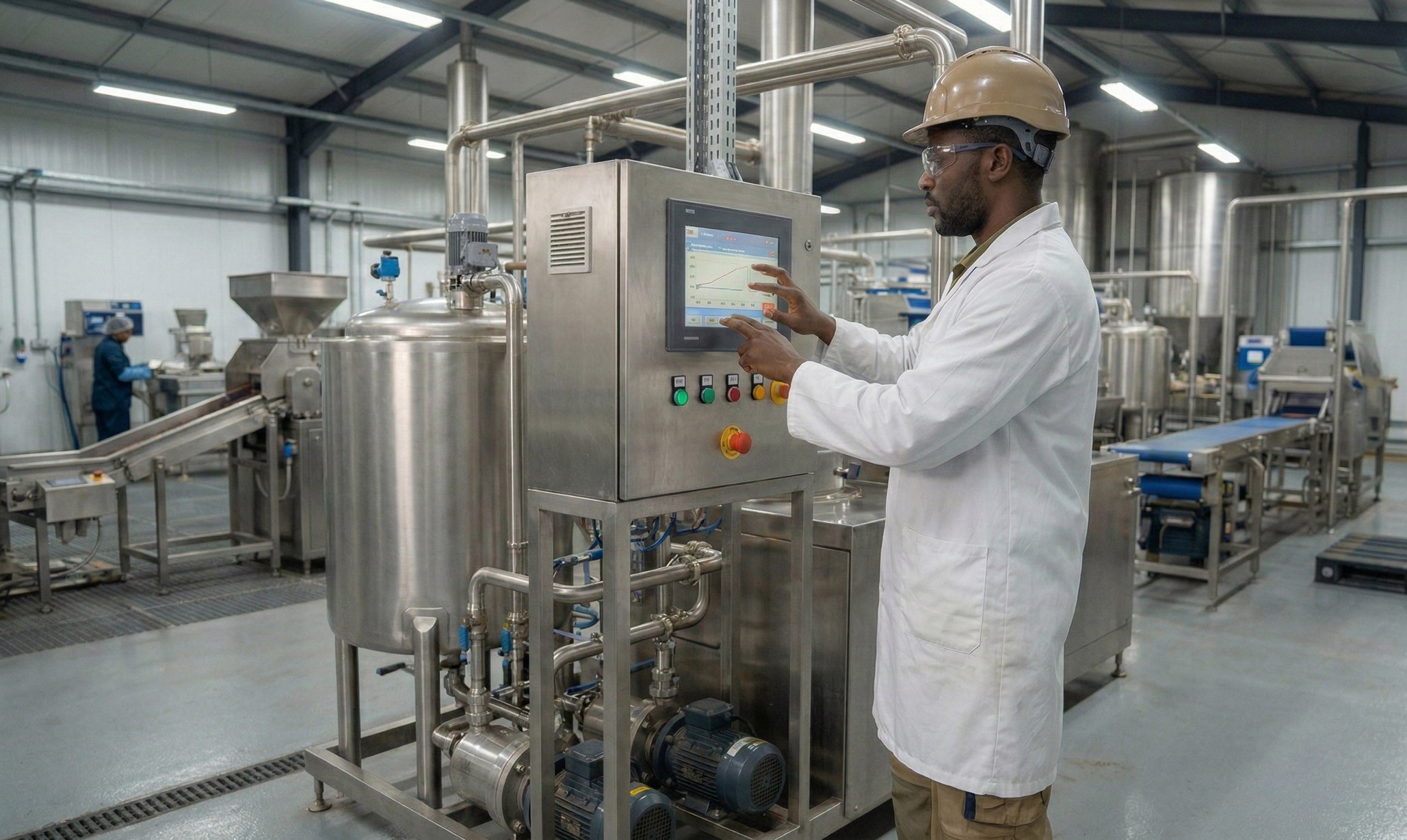 Un ingénieur règle une machine pour préparer le processus de tempérage