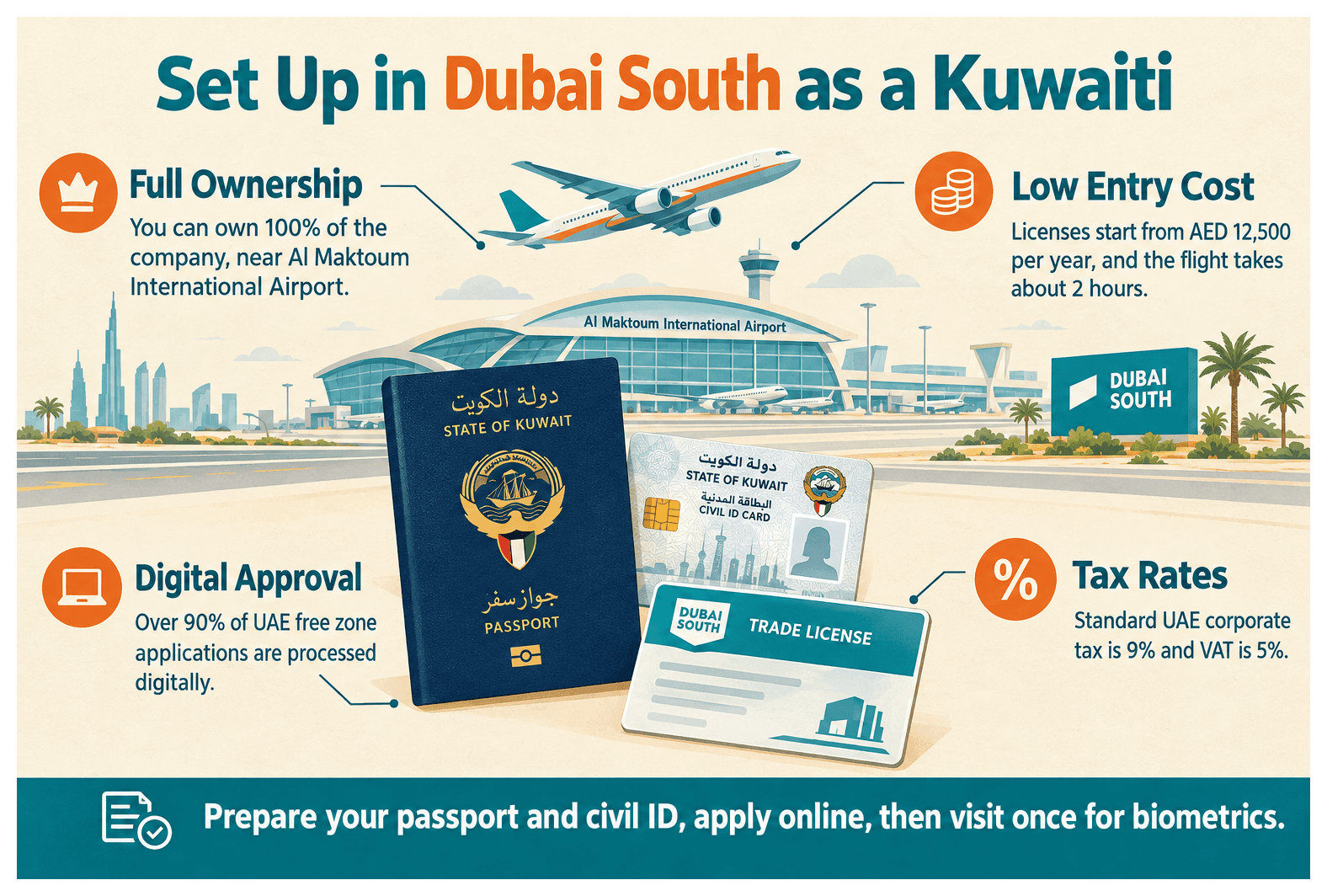 Infographic: How to Set Up a Company in Dubai South as a Kuwaiti National