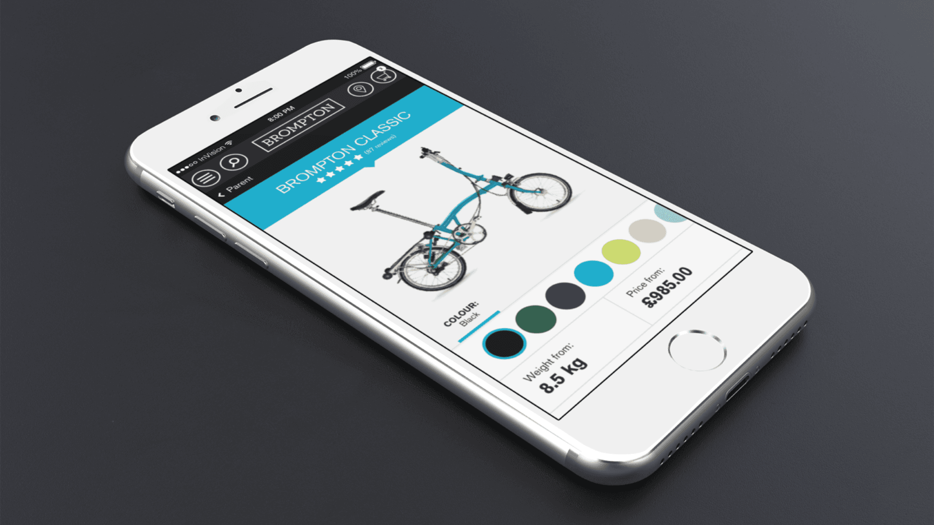The Brompton website on mobile