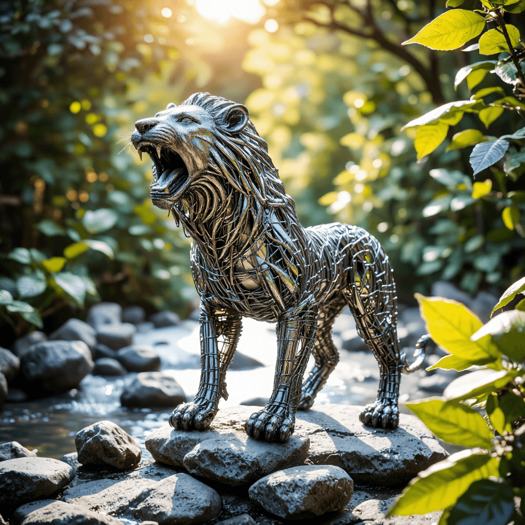 product photography of sculpture of a lion