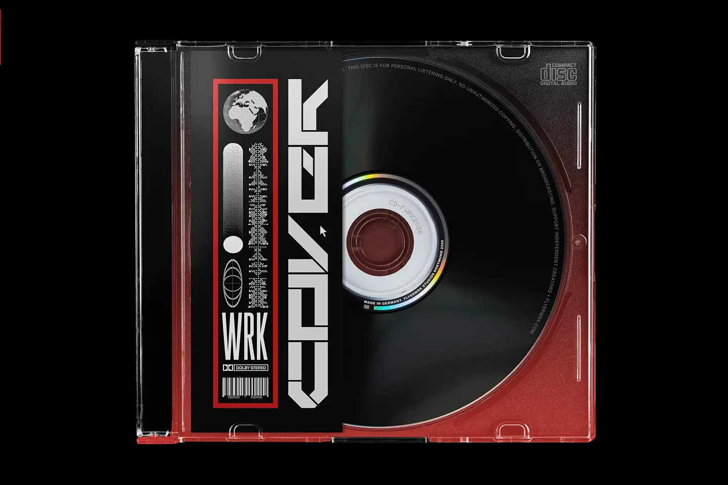 Exploded view of the Maxi Single CD Slim Case Mockup showing organized Photoshop design layers