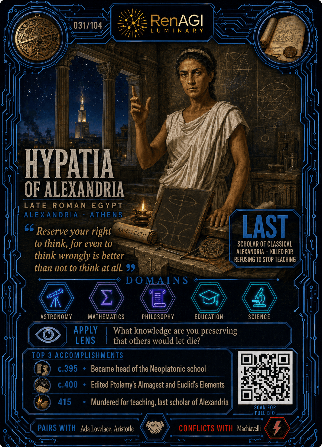 Hypatia Luminary card