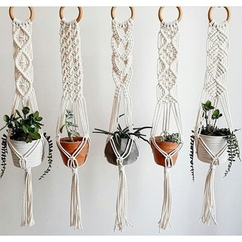 Handcrafted macrame plant hanger set of five