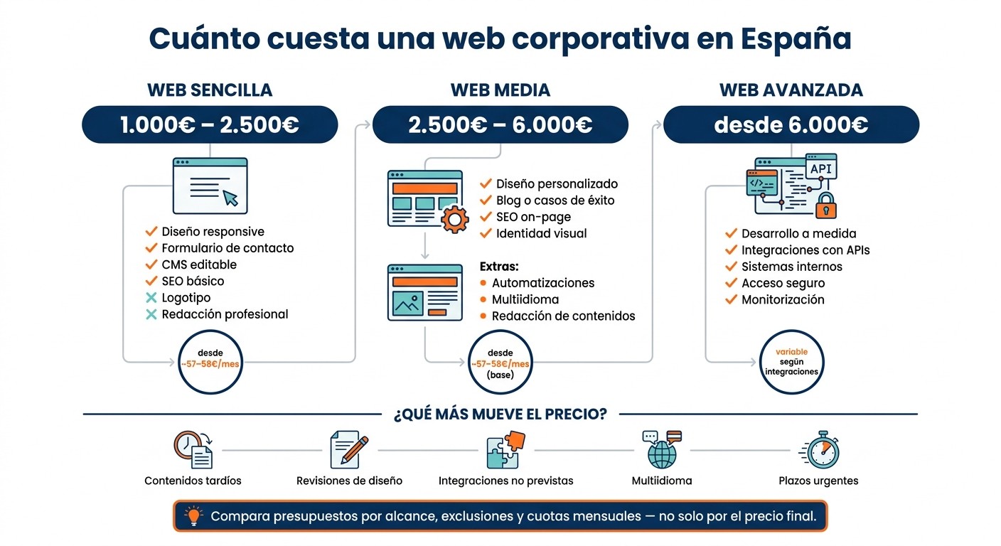 Cuánto cuesta una web corporativa en España: comparativa de precios 2024