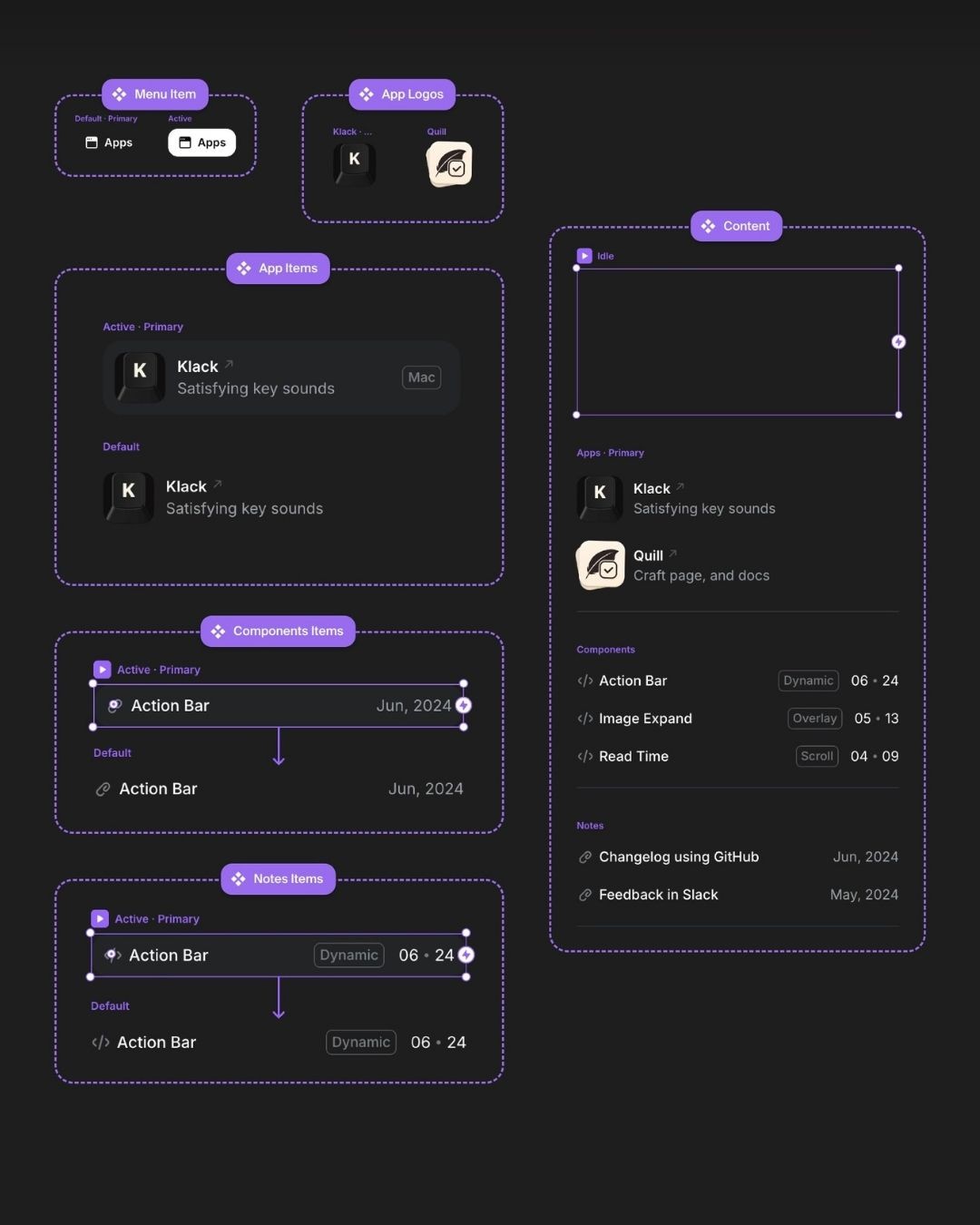 UI wireframe showcasing interactive components, menus, and app items