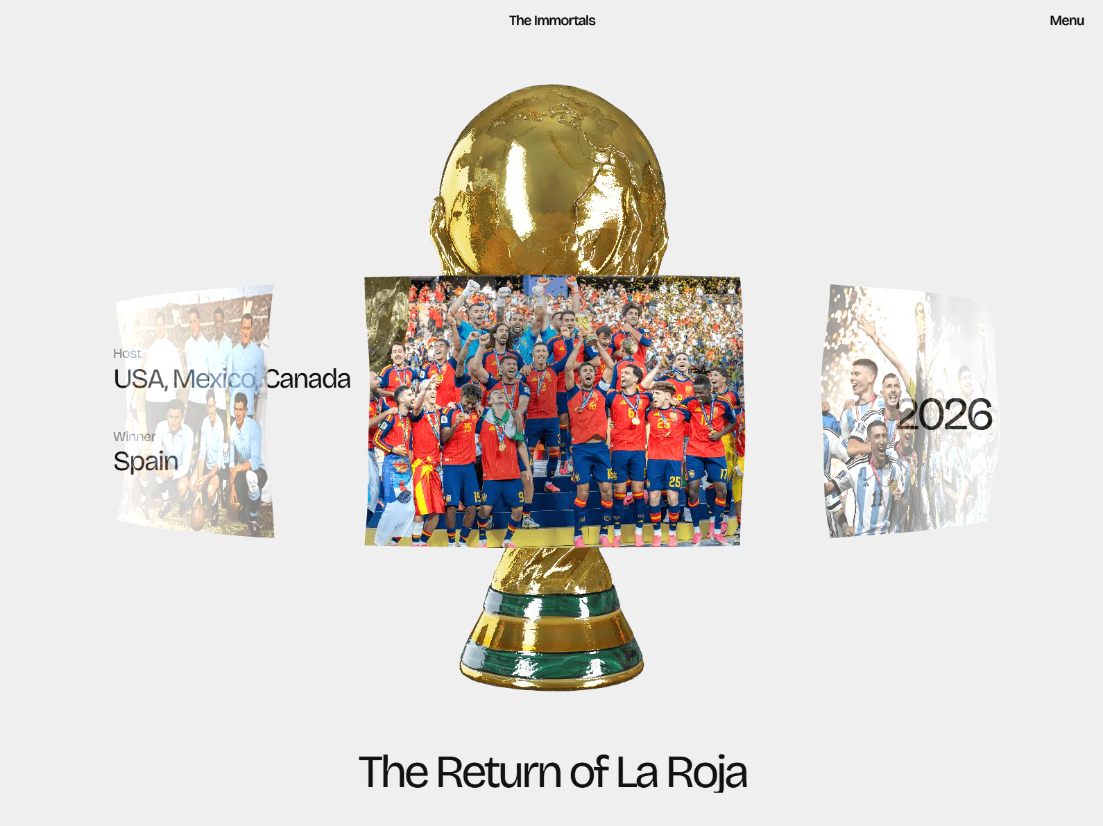 The Immortals website design, sports example