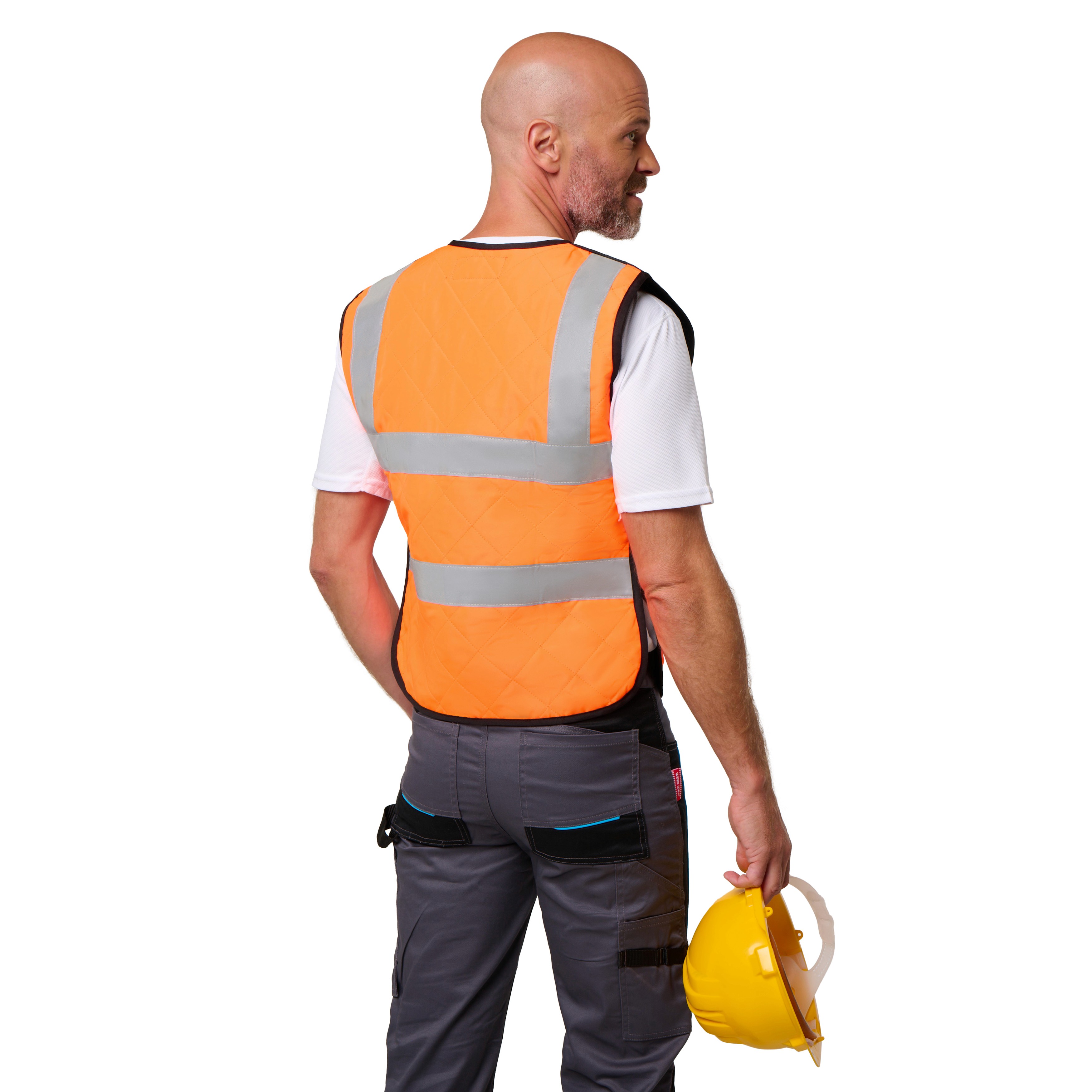 Gilet rafraîchissant orange haute visibilité G-Heat vue arrière chantier