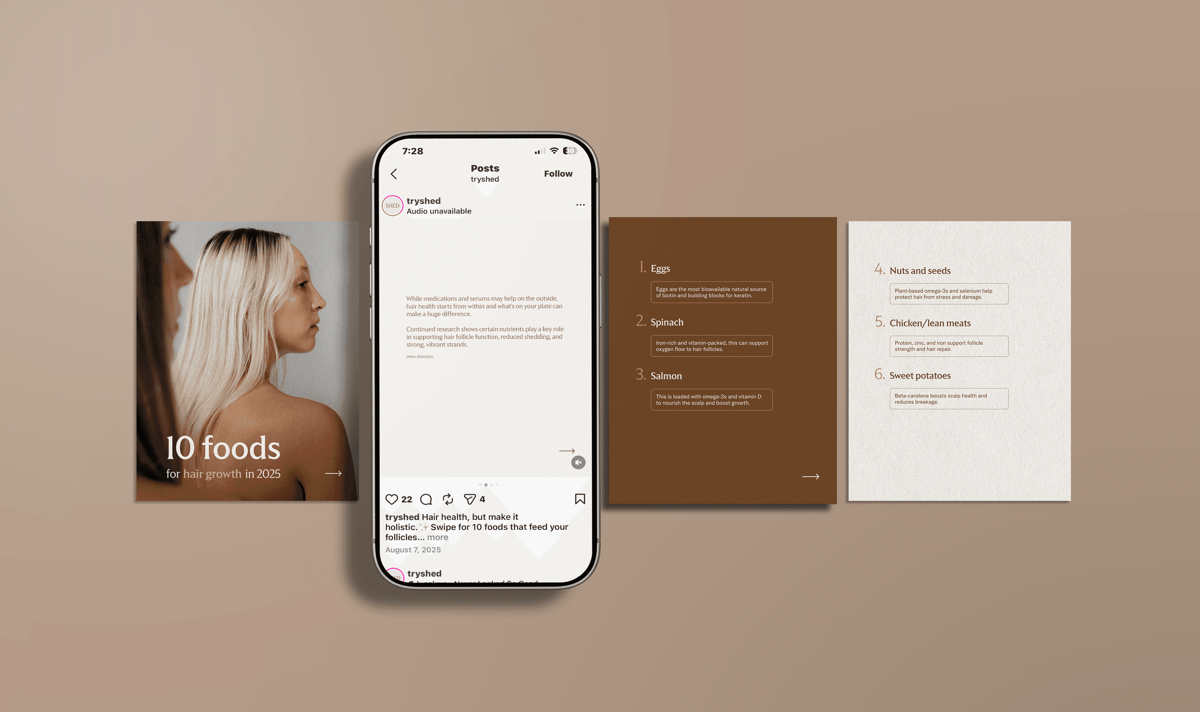 Social media carousel "10 foods for hair growth"