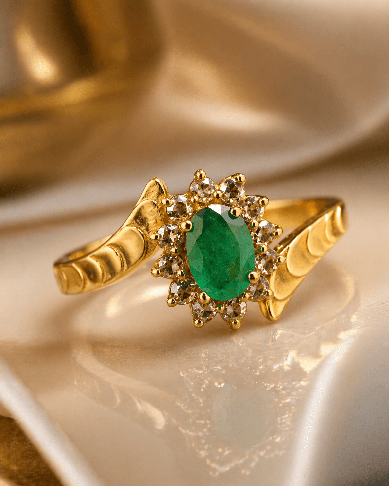 Classique emerald uncut diamond ring