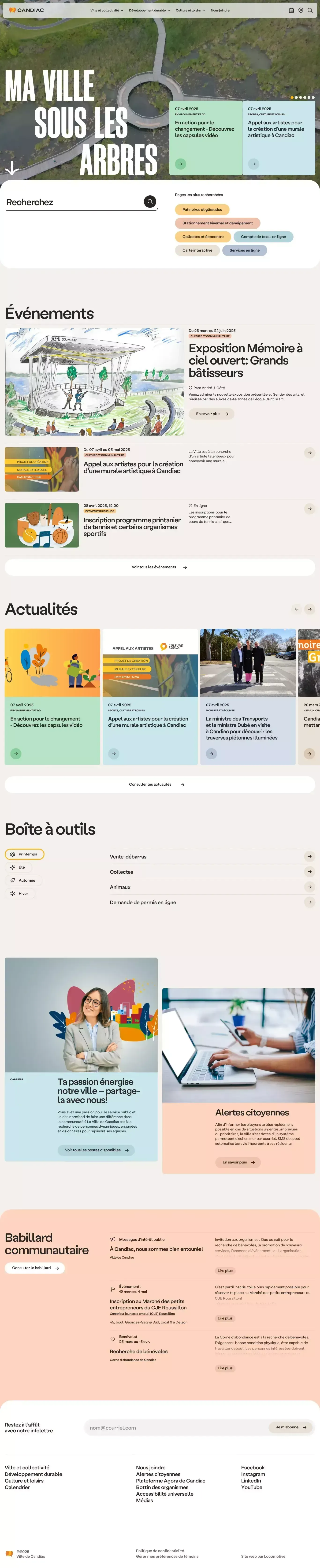 Ville de Candiac - Bienvenue à Candiac landing page screenshot showcasing Local Business and Real Estate design