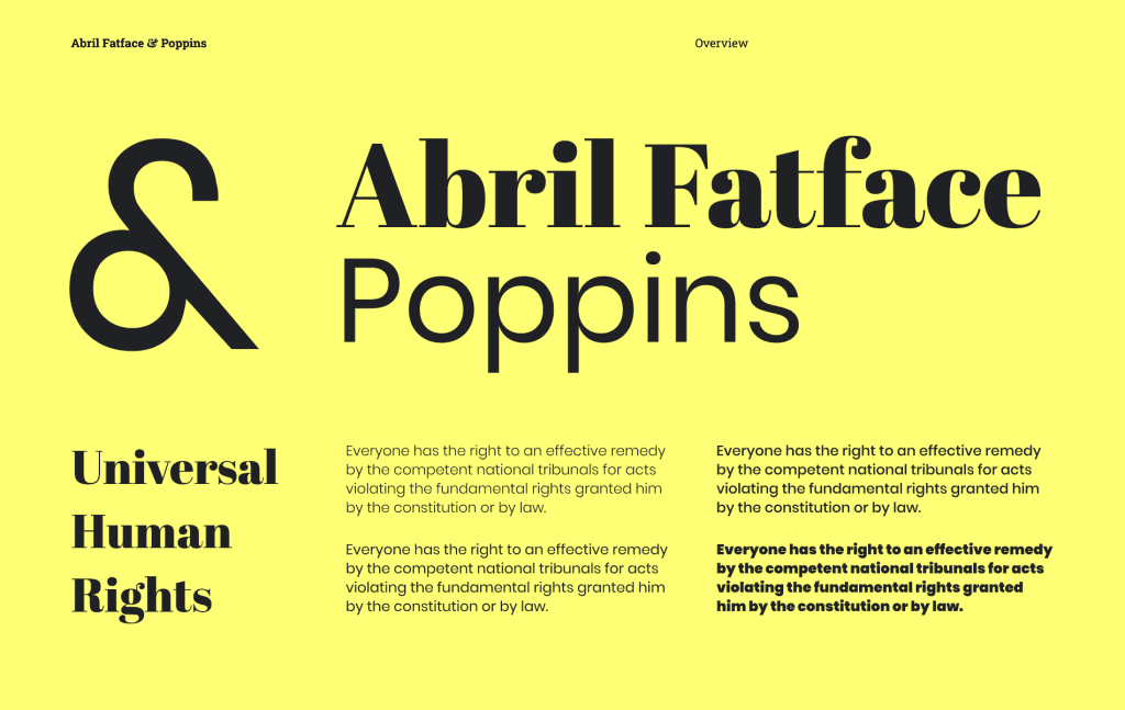 Best fonts for website Abril Fatface & Poppins