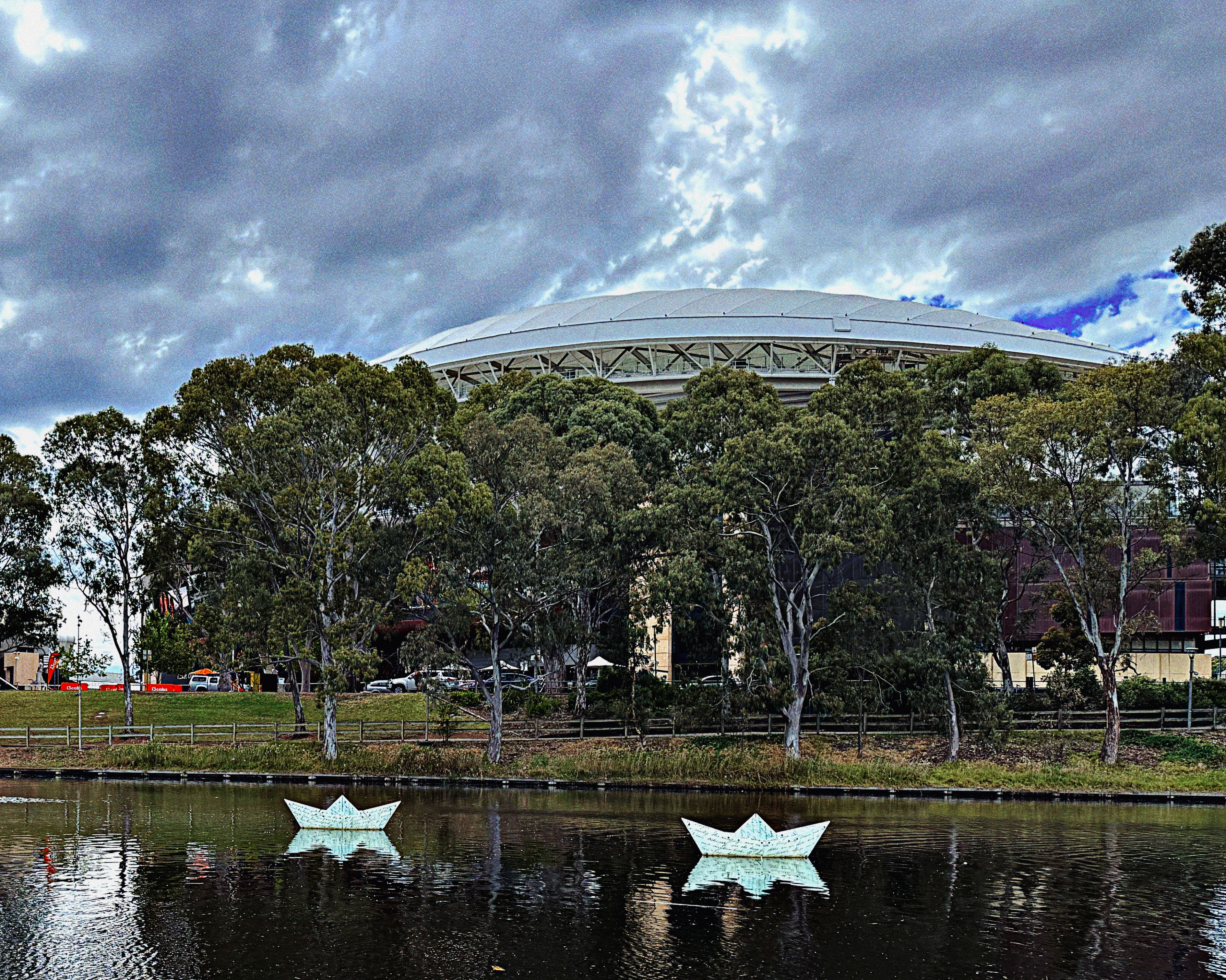 Vintage Car Under Palm Trees