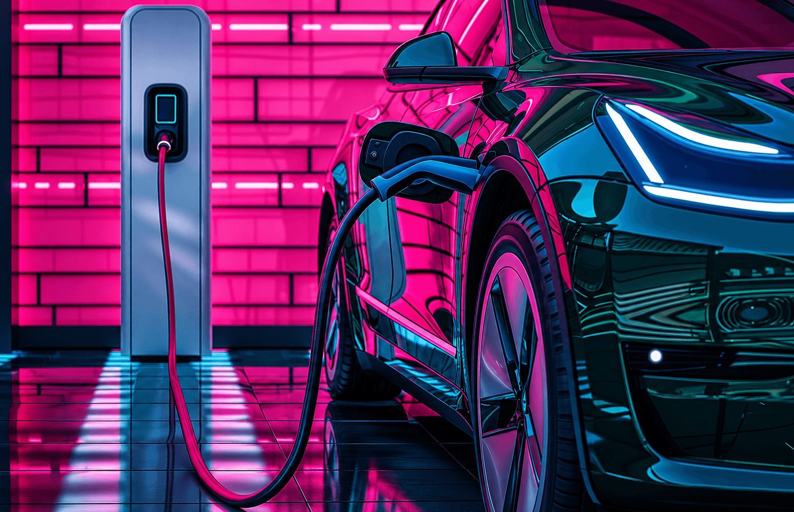 Véhicule électrique en charge