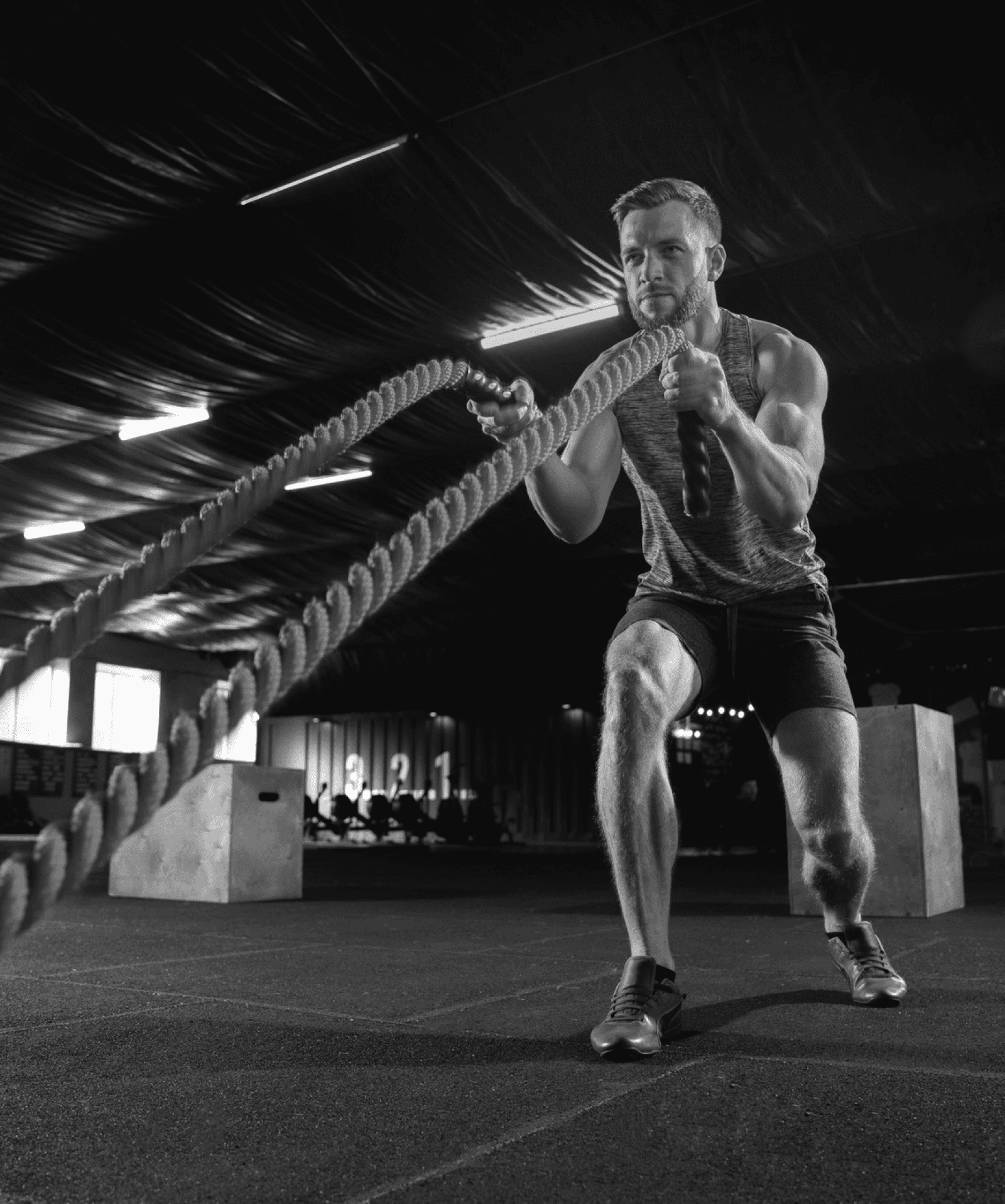 an working out with TRX ropes for endurance