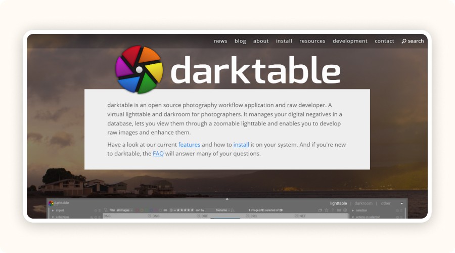 Darktable homepage